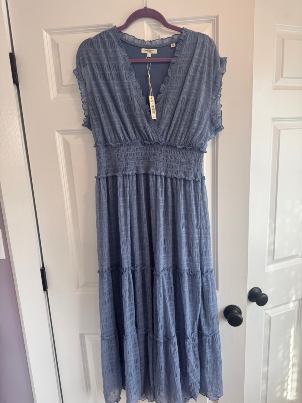 NWT Max Studio Blue Tiered Maxi tulle Dress size L